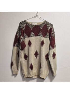 Vintage Franco Valeri Diamond Pattern Knit Sweater Size Small/Medium